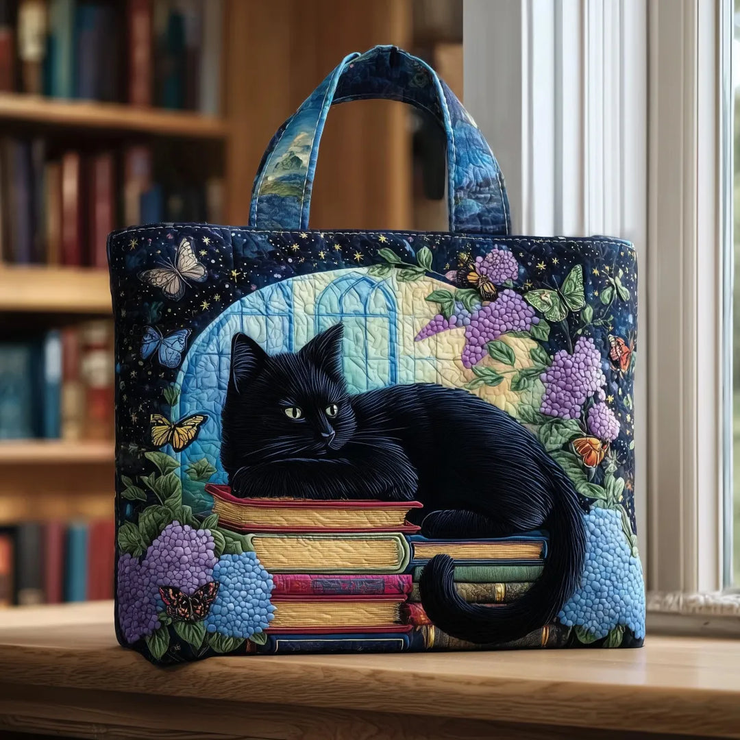 Borsa Artigianale - Gatto Nero e Libri (Edizione Lettura)