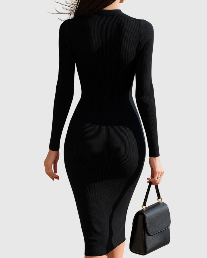Stefania - Vestito midi in materiale a coste