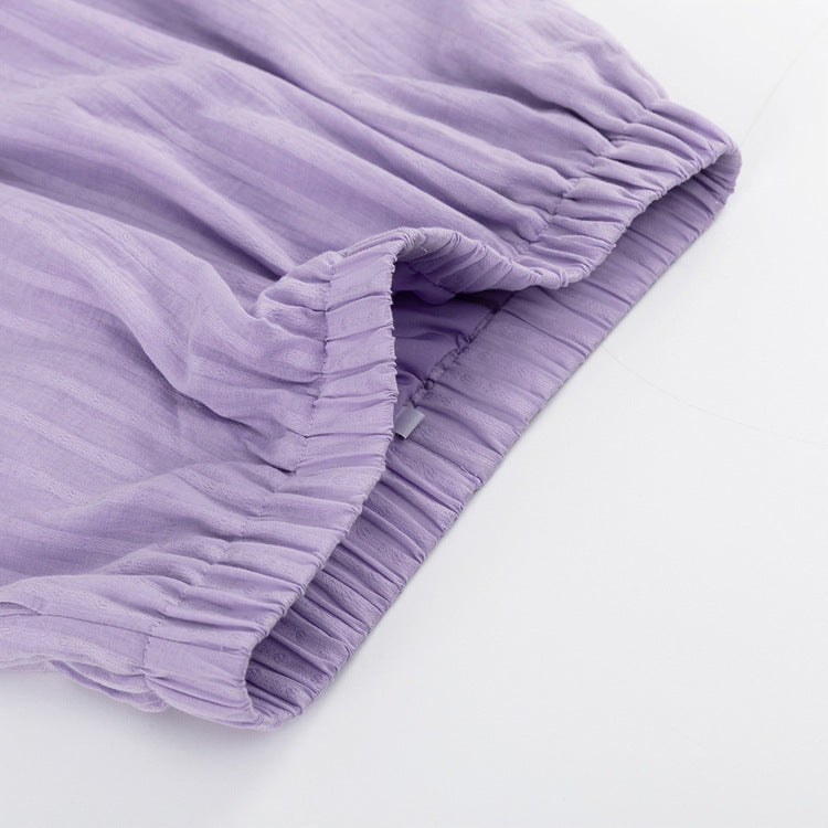 Viola - Completo Camicia Bottonata e Pantaloni Corti Arieggiati