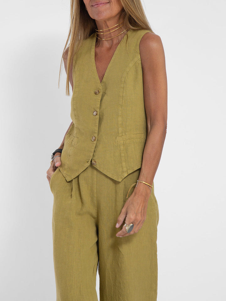 Aira - Completo Gilet Bottonato & Pantalone Largo