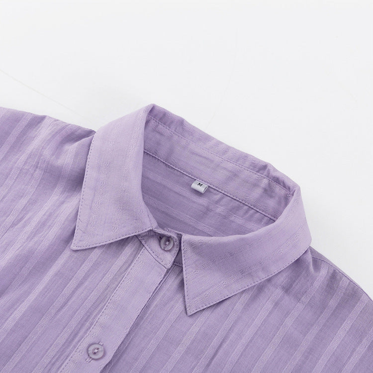 Viola - Completo Camicia Bottonata e Pantaloni Corti Arieggiati