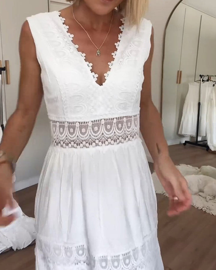 Circe - Abito Camisole in Pizzo con Collo a V