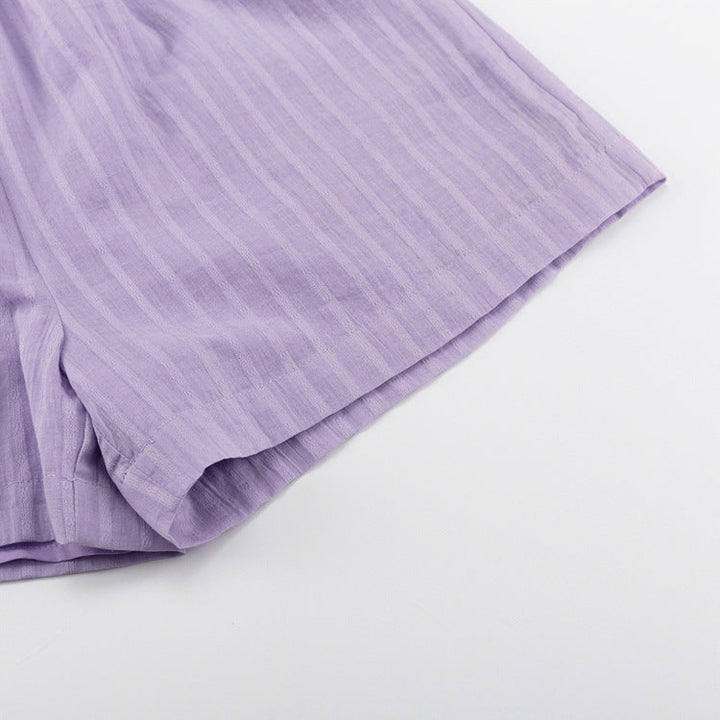 Viola - Completo Camicia Bottonata e Pantaloni Corti Arieggiati