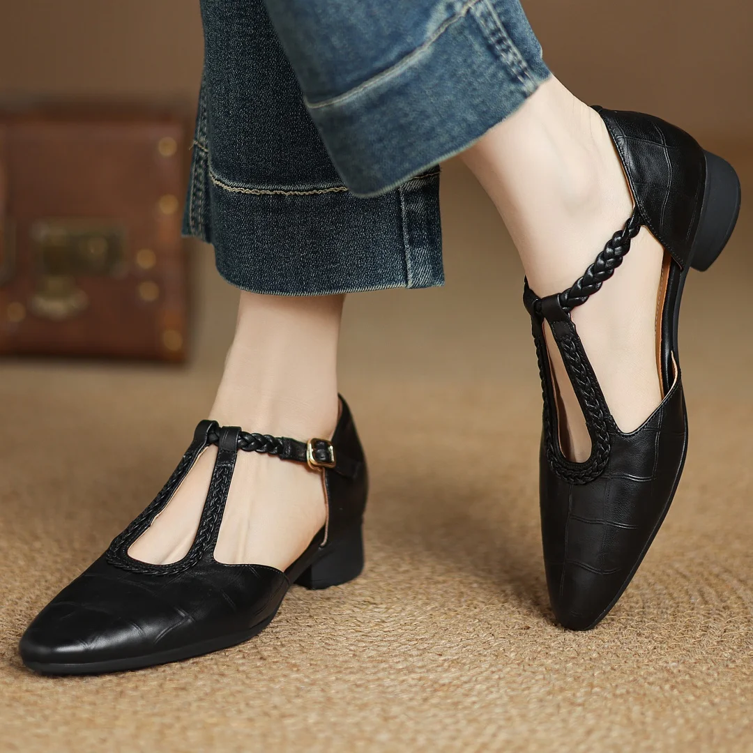 Ginevra – Scarpe classiche in pelle con dettagli intrecciati