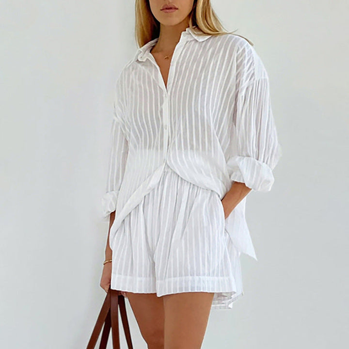 Viola - Completo Camicia Bottonata e Pantaloni Corti Arieggiati
