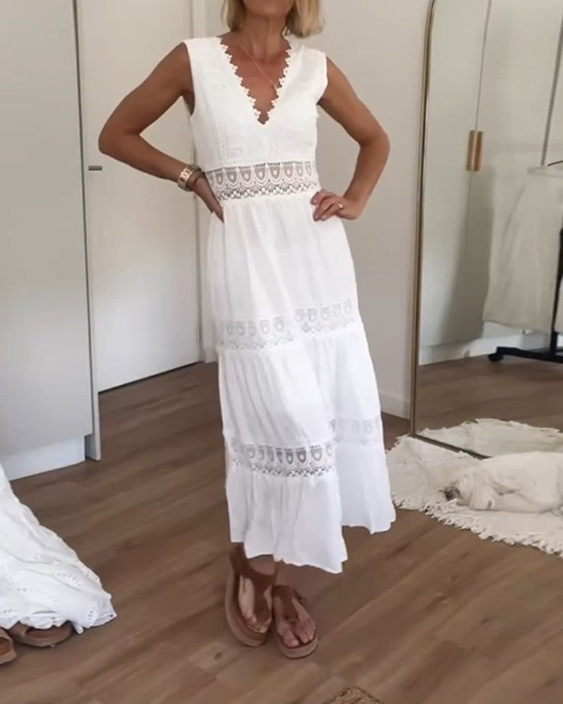 Circe - Abito Camisole in Pizzo con Collo a V