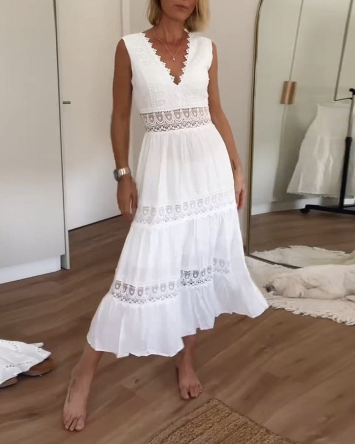 Circe - Abito Camisole in Pizzo con Collo a V
