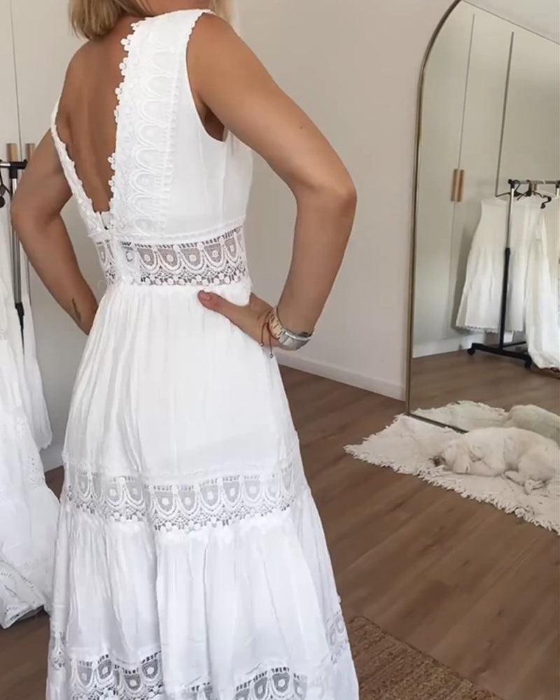 Circe - Abito Camisole in Pizzo con Collo a V