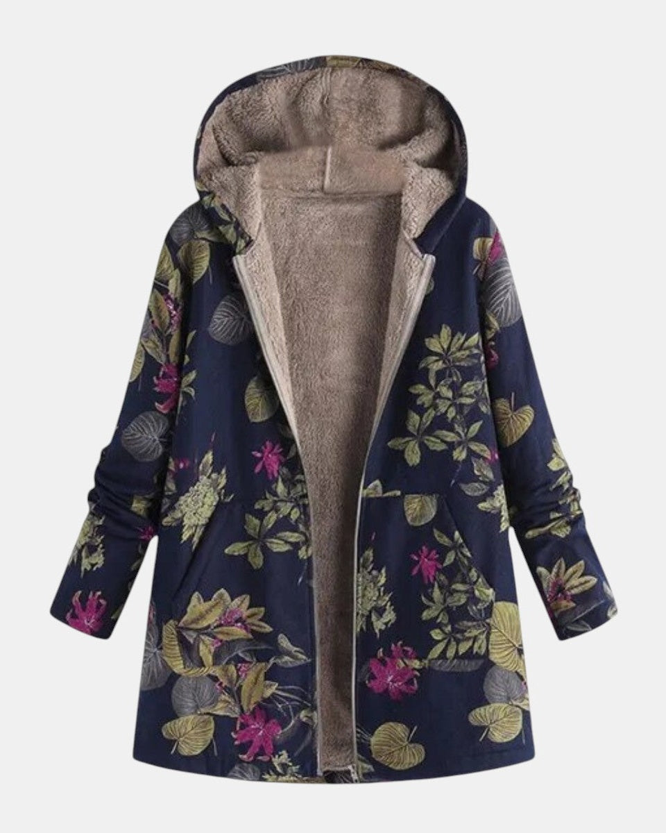 Aurora – Cappotto blu navy a fiori