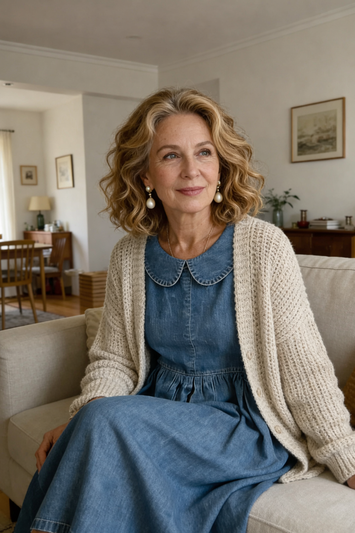 Nadia - Abito in Jeans con Colletto Peter Pan