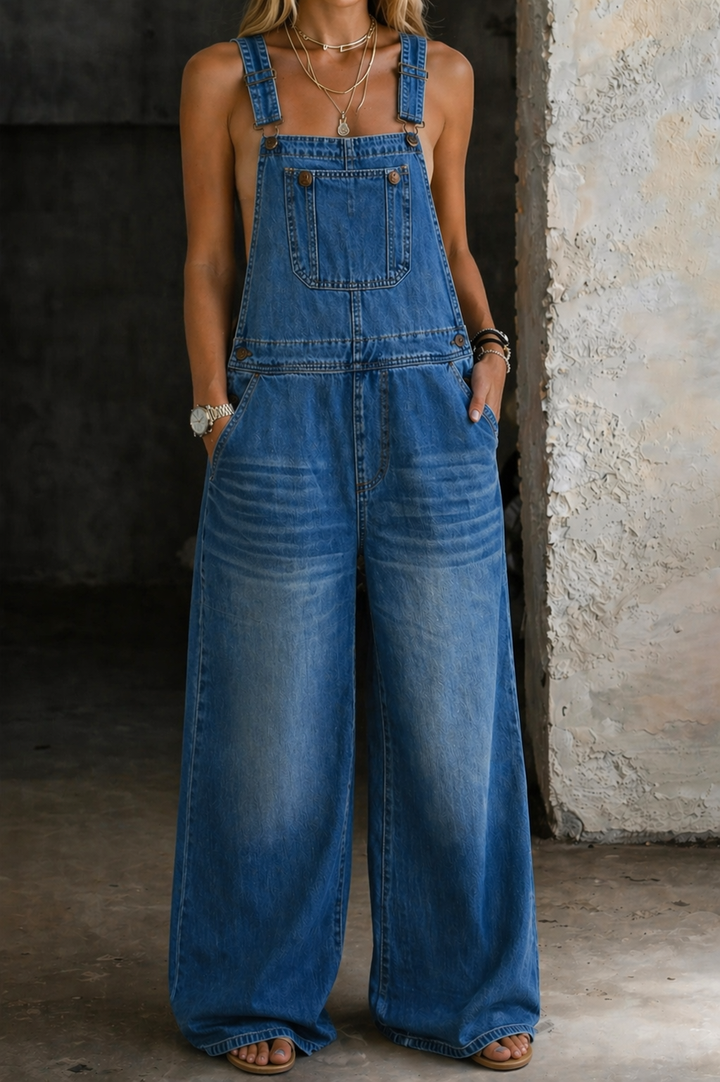 Giulia - Salopette in Denim con Vita Elasticizzata