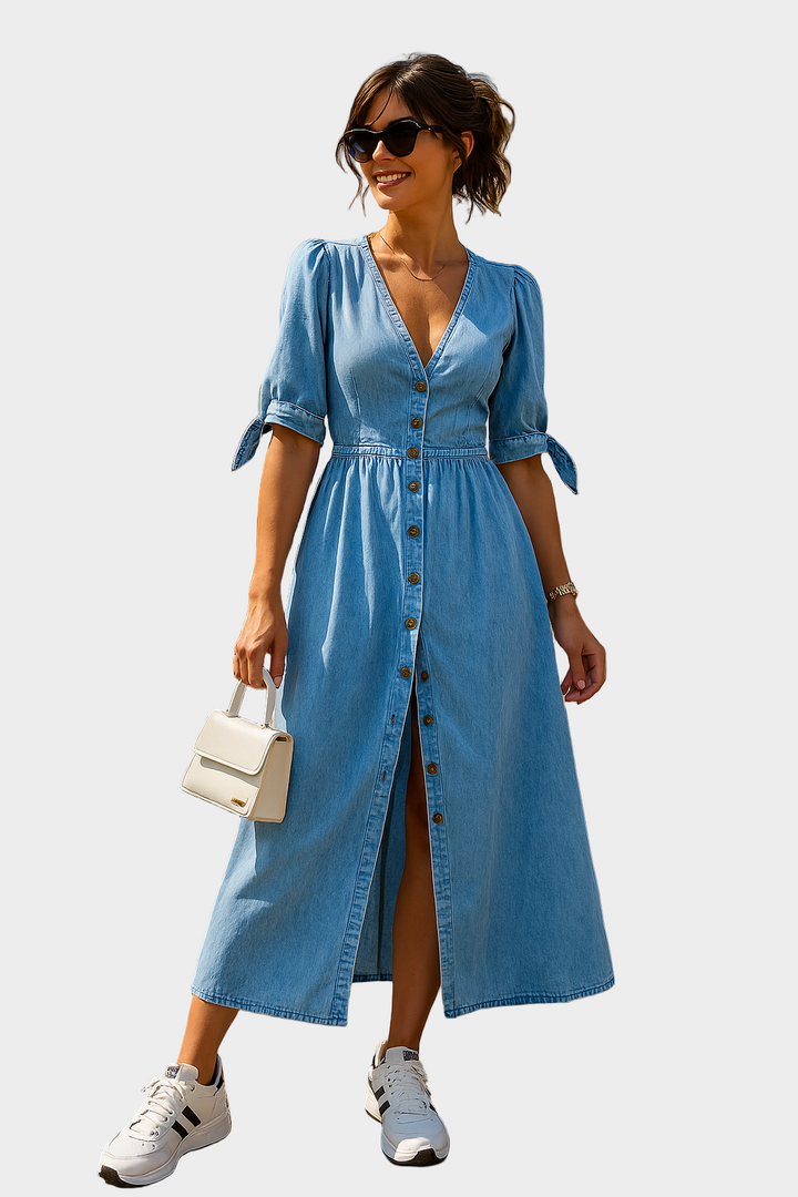 Giada - Abito in denim con bottoni