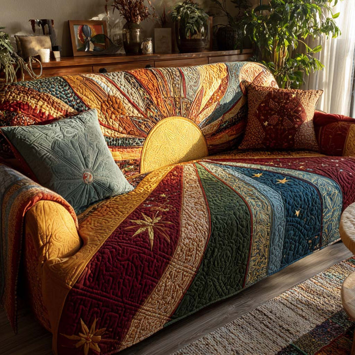 Chiara | Copridivano Trapuntato Patchwork Rustico all'Alba