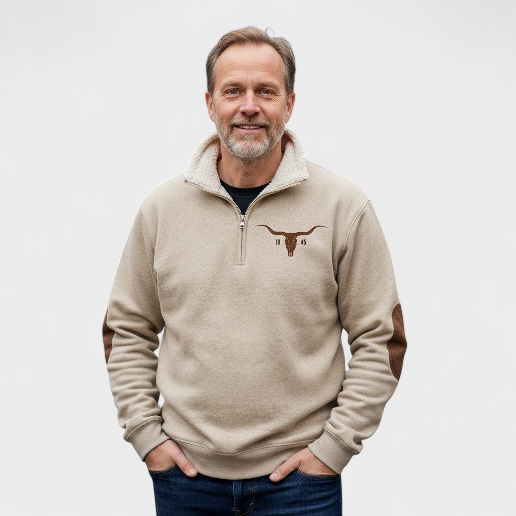 Emilio | Felpa color crema con colletto a zip