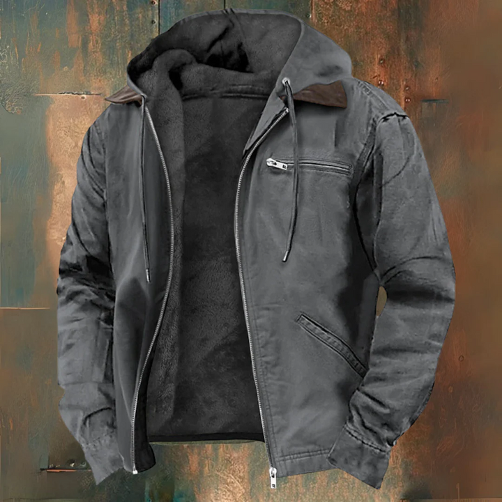 Gerardo | Giacca con cappuccio marrone con zip