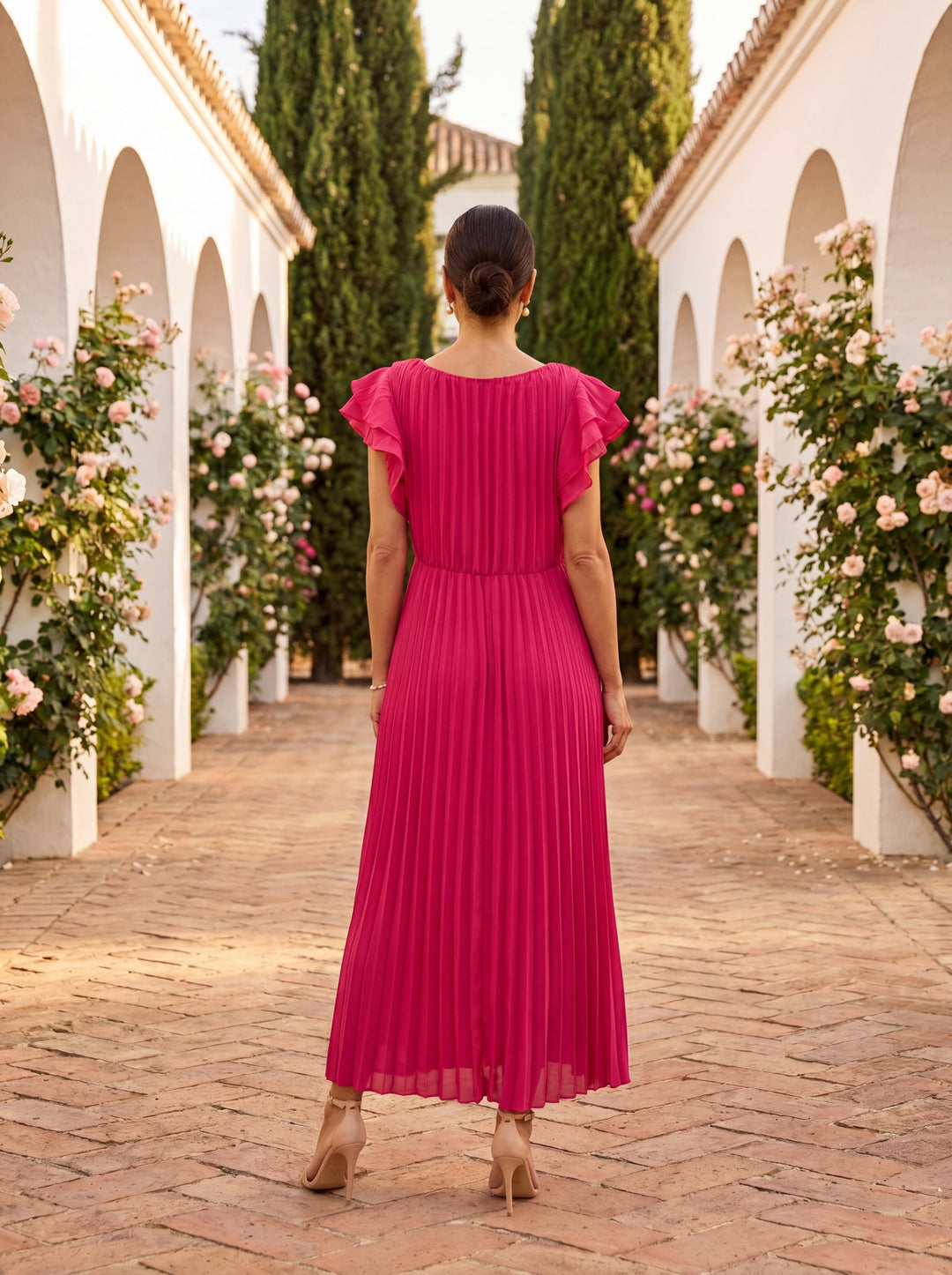 Seraphina | Elegante Maxi Abito Plissè con Vita Annodata