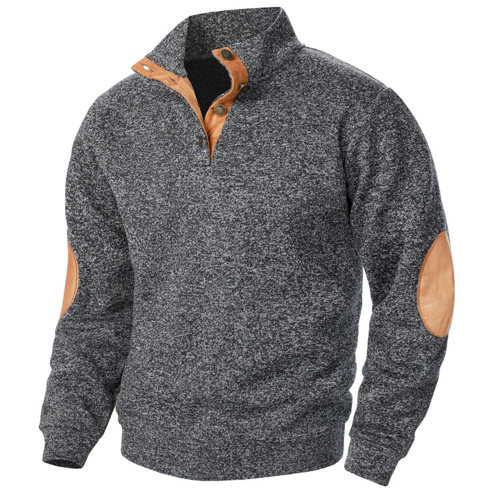 Luca | Maglione in grigio antracite con collo alto abbottonato