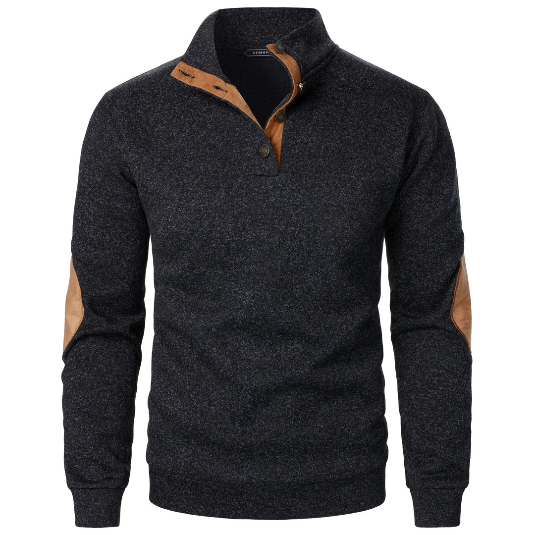 Luca | Maglione in grigio antracite con collo alto abbottonato