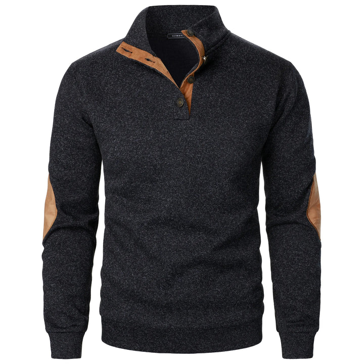 Luca | Maglione in grigio antracite con collo alto abbottonato