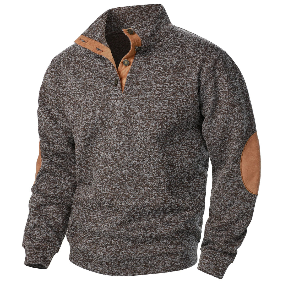 Luca | Maglione in grigio antracite con collo alto abbottonato