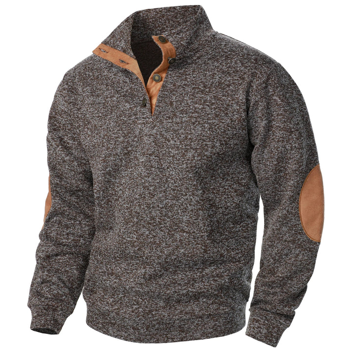 Luca | Maglione in grigio antracite con collo alto abbottonato