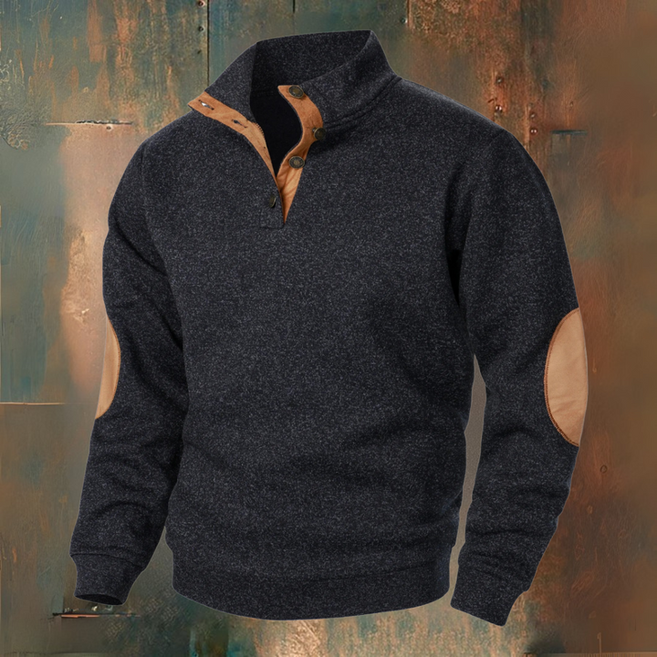 Luca | Maglione in grigio antracite con collo alto abbottonato
