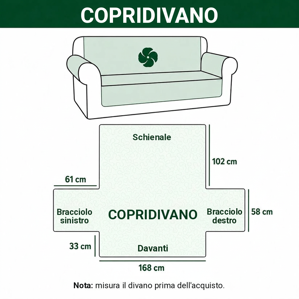Elisabetta | Copridivano Trapuntato con Zampe e Prato
