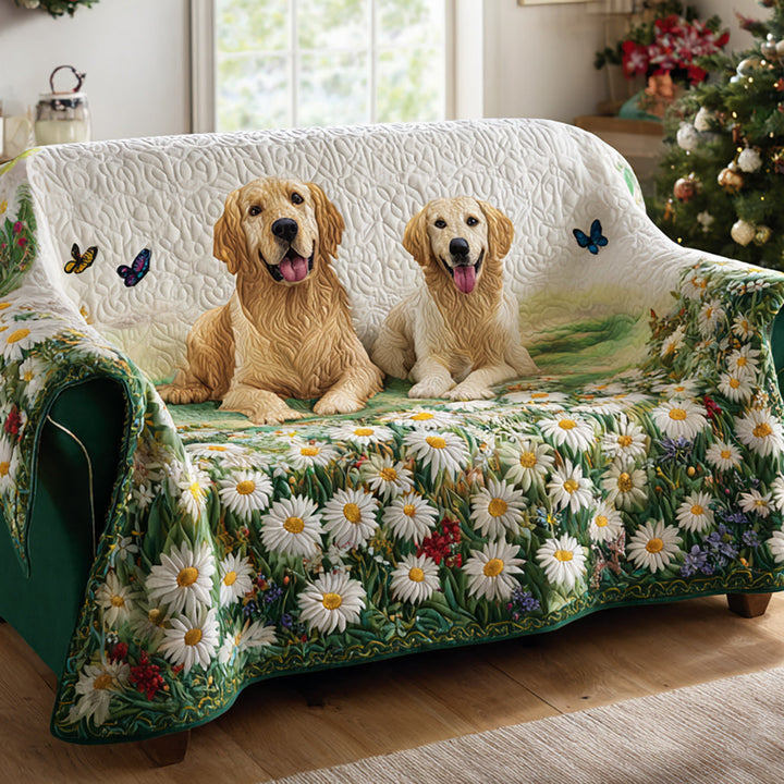 Maura | Copridivano Trapuntato Golden Retriever e Margherite