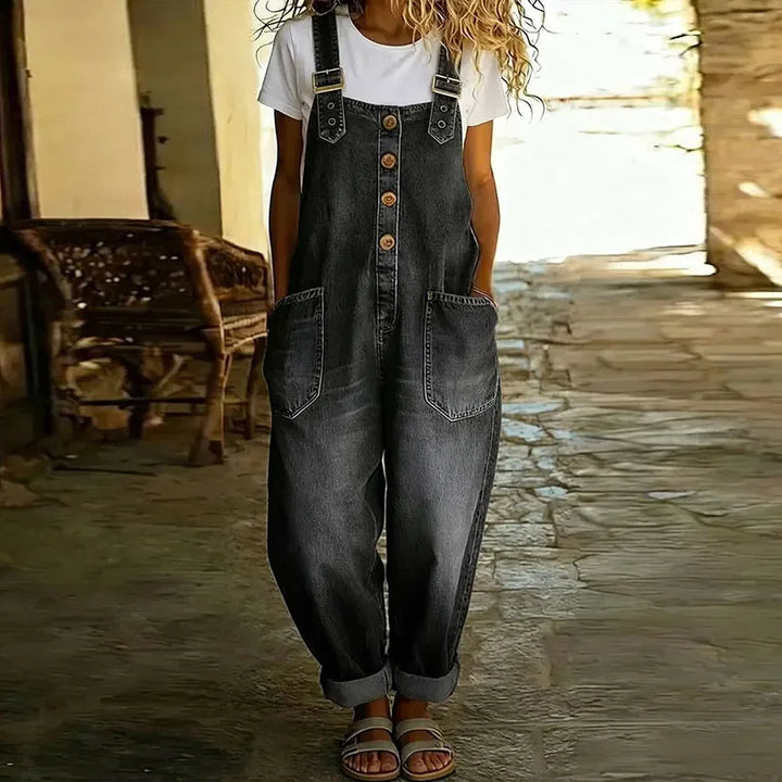 Daniela - Salopette Vintage in Cotone Morbido con Aspetto Denim