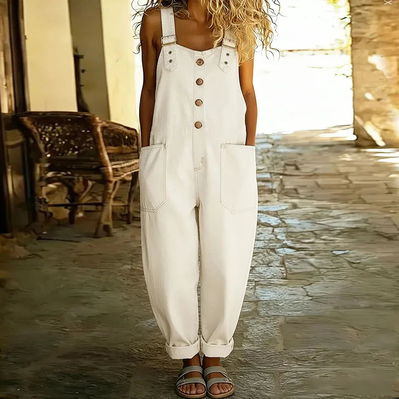 Daniela - Salopette Vintage in Cotone Morbido con Aspetto Denim