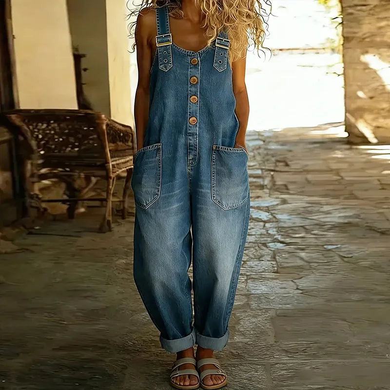 Daniela - Salopette Vintage in Cotone Morbido con Aspetto Denim