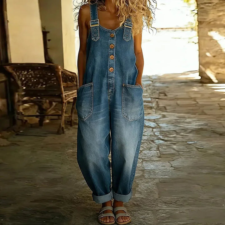 Daniela - Salopette Vintage in Cotone Morbido con Aspetto Denim