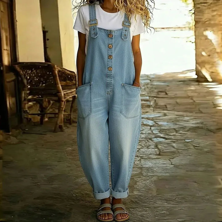 Daniela - Salopette Vintage in Cotone Morbido con Aspetto Denim