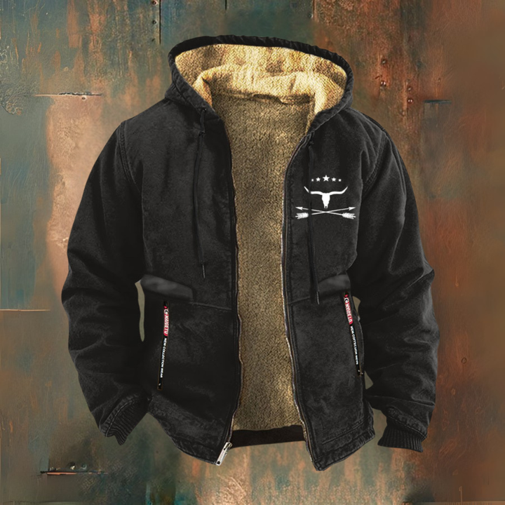 Enrico | Giacca con cappuccio nera con fodera in teddy