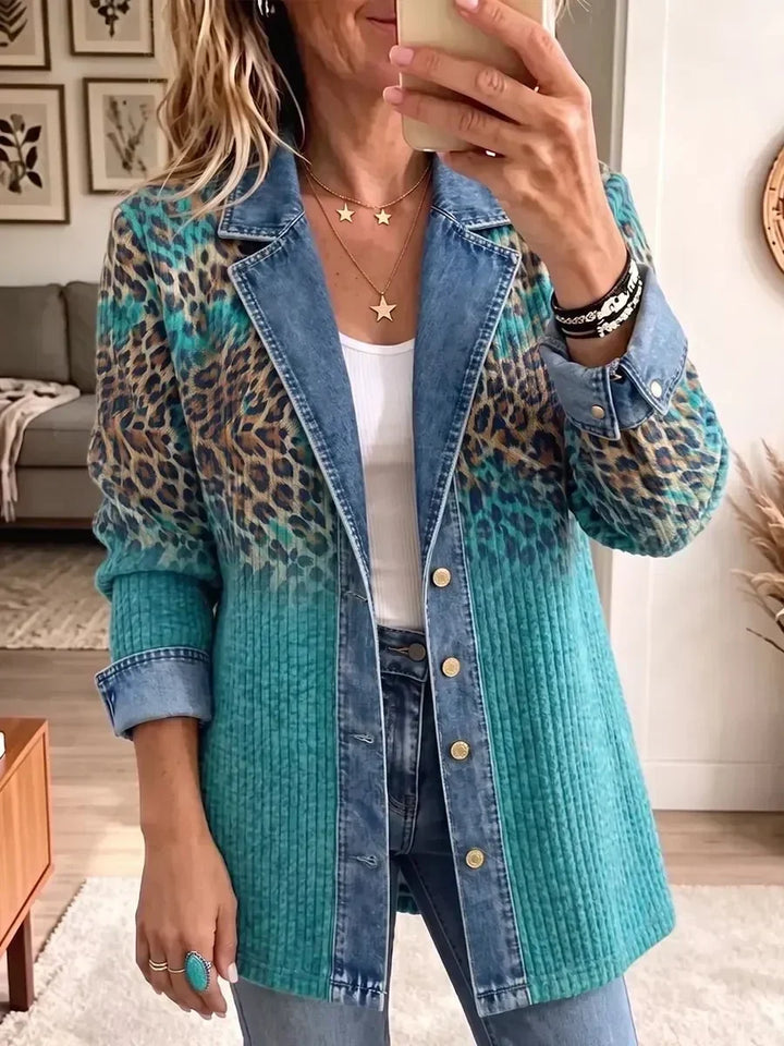 Hannah | Giacca di jeans vintage con motivo leopardato