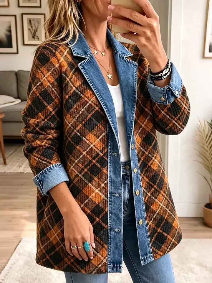 Miriam | Giacca di jeans vintage con stampa a blocchi