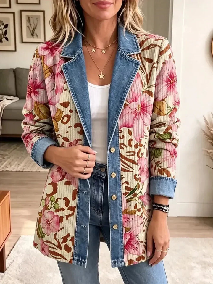 Theresa | Giacca retro con motivo floreale e leopardato