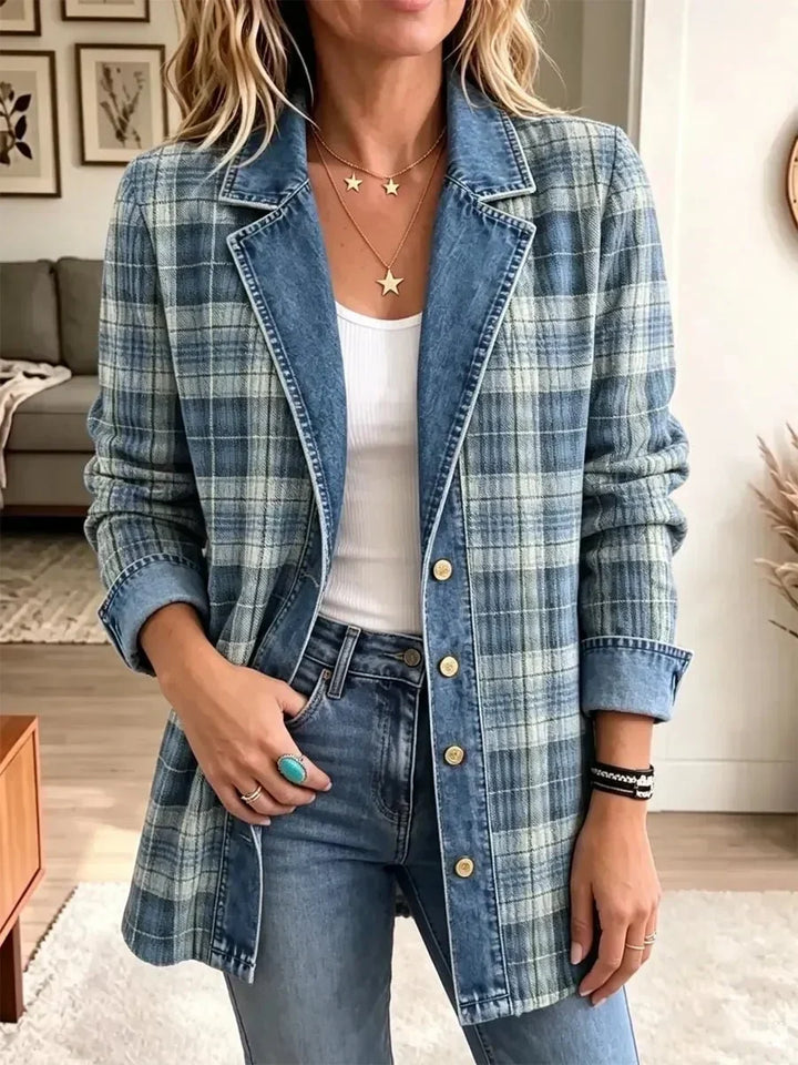 Annika | Giacca di jeans retro con stampa artistica