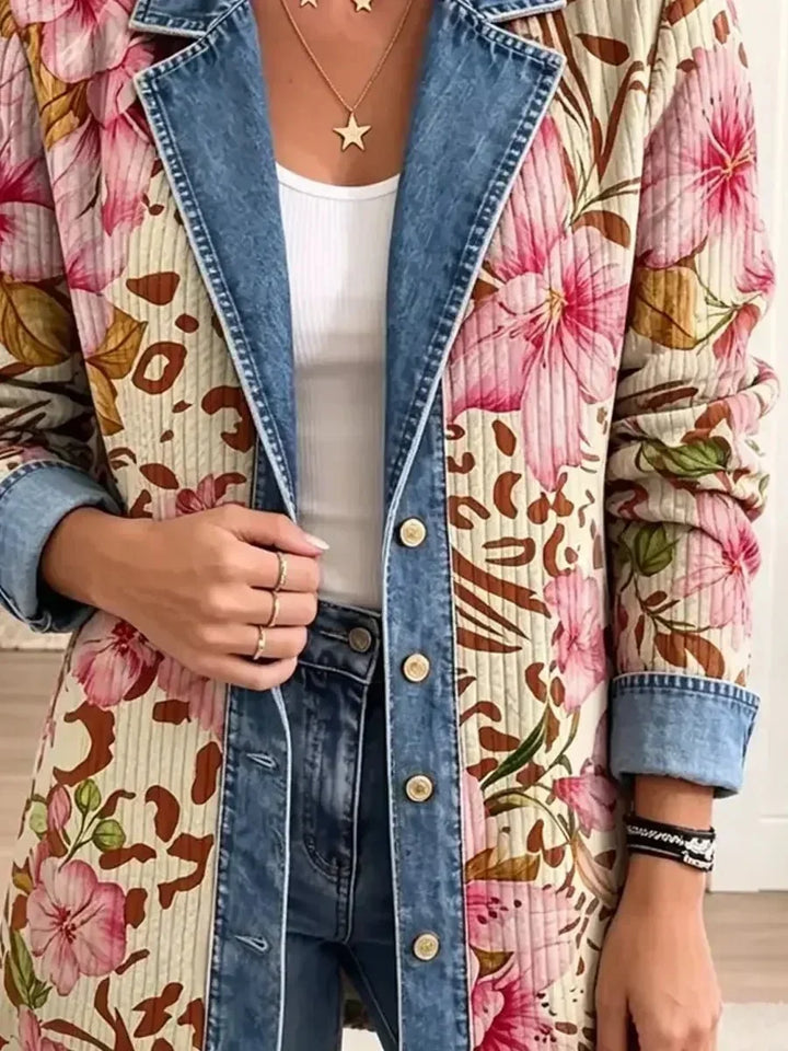 Theresa | Giacca retro con motivo floreale e leopardato