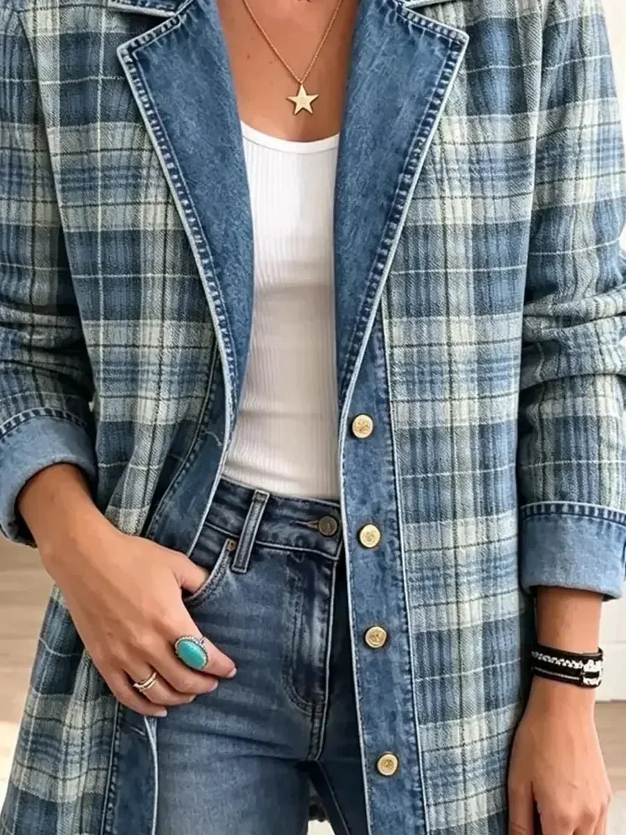 Annika | Giacca di jeans retro con stampa artistica