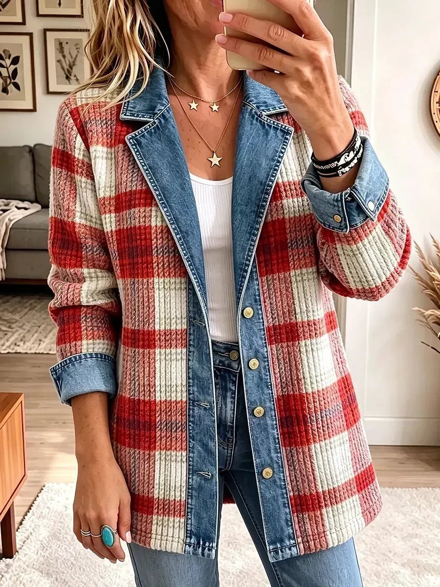 Helene | Giacca di jeans vintage con patchwork