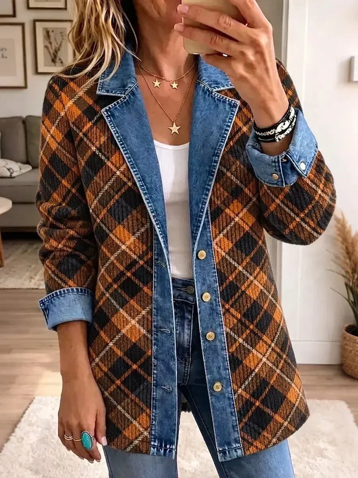 Miriam | Giacca di jeans vintage con stampa a blocchi