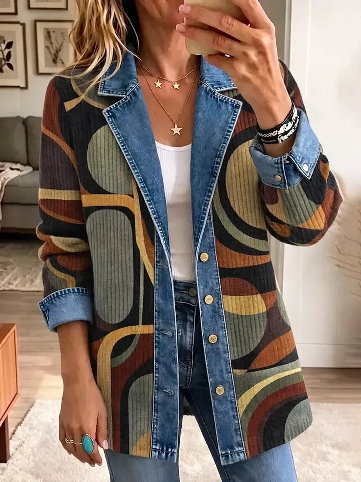 Franziska | Giacca di jeans vintage con motivo astratto