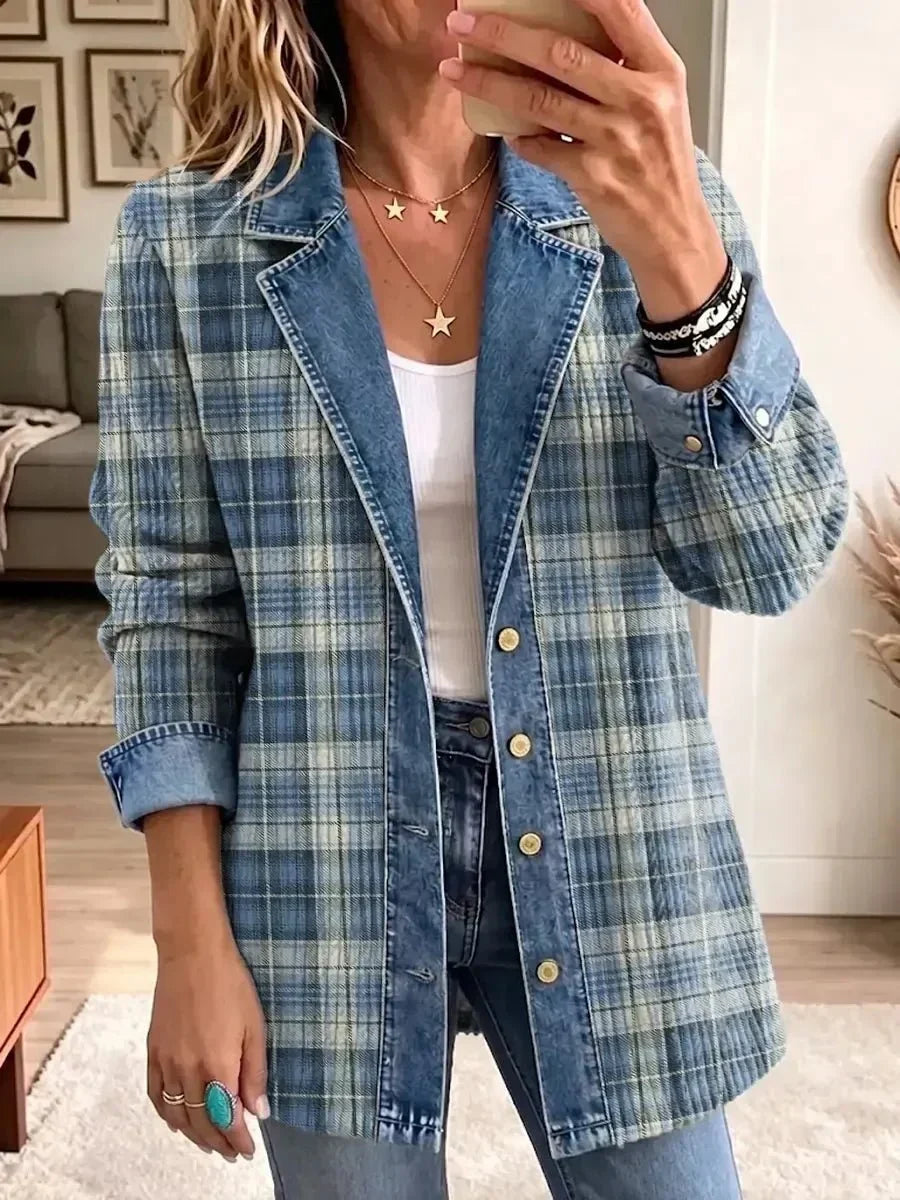 Annika | Giacca di jeans retro con stampa artistica