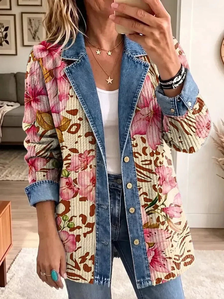 Theresa | Giacca retro con motivo floreale e leopardato