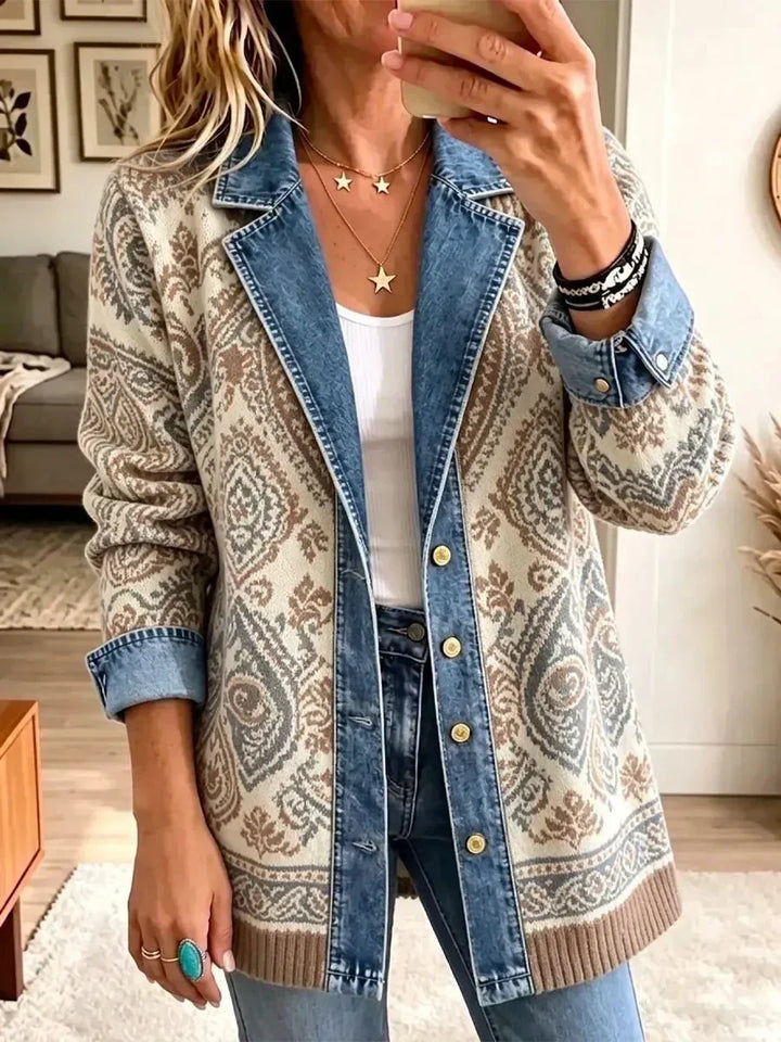 Johanna | Giacca di jeans retro con patchwork Boho