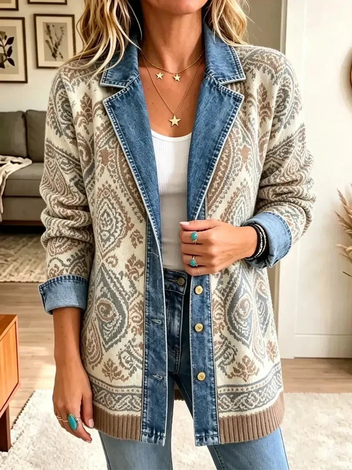 Johanna | Giacca di jeans retro con patchwork Boho