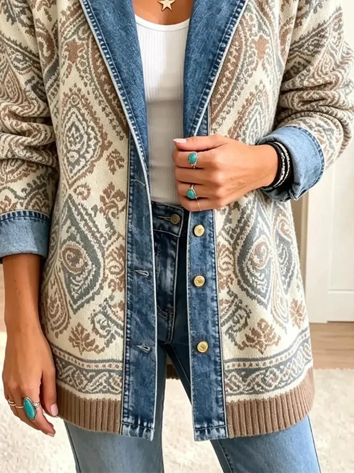 Johanna | Giacca di jeans retro con patchwork Boho