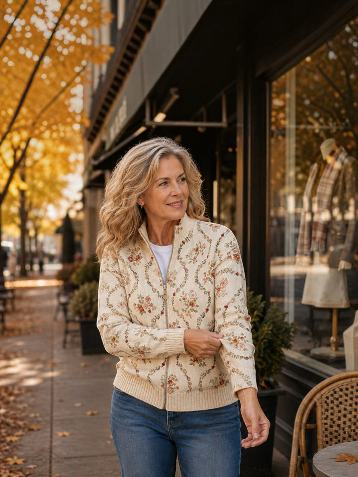 Ines | Cardigan con delicate trame floreali
