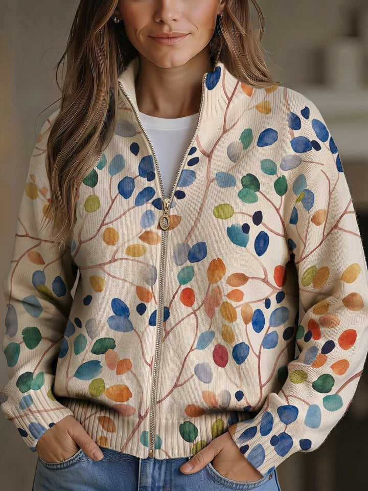 Ambra | Cardigan con motivo di foglie colorate